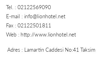 Lion Hotel iletiim bilgileri